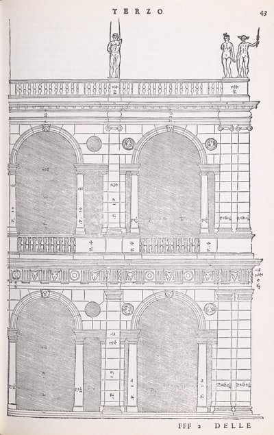 Erhebungsdetail der Basilika in Vicenza, Illustration aus einer Faksimileausgabe von I Quattro Libri dell